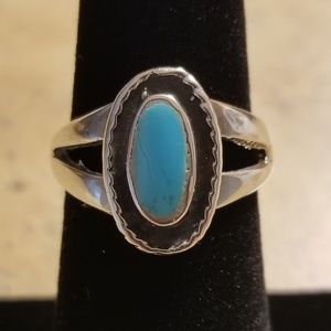 Handmade Sterling & Turquoise Ring - Size 6.5
